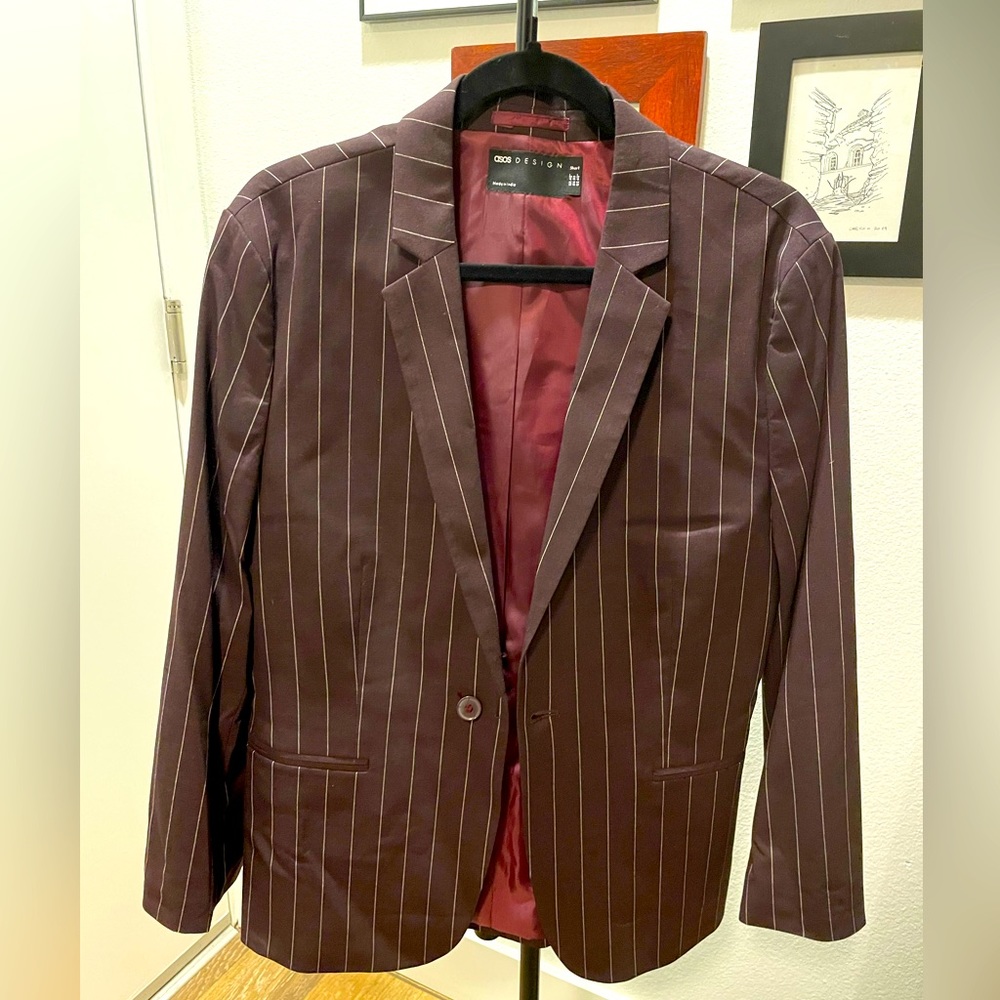 Maroon Pinstripe ASOS Blazer